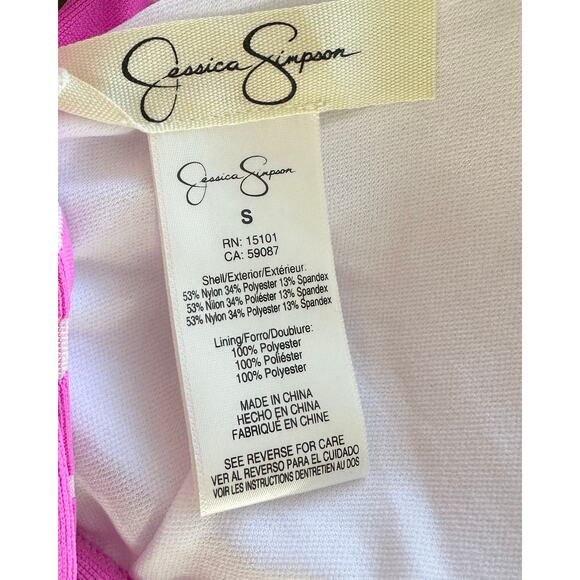 2/$15 NWT Jessica Simpson Zebra Print Drapey Swim Top Pink Cowl Swimwear Size S - Picture 9 of 10
